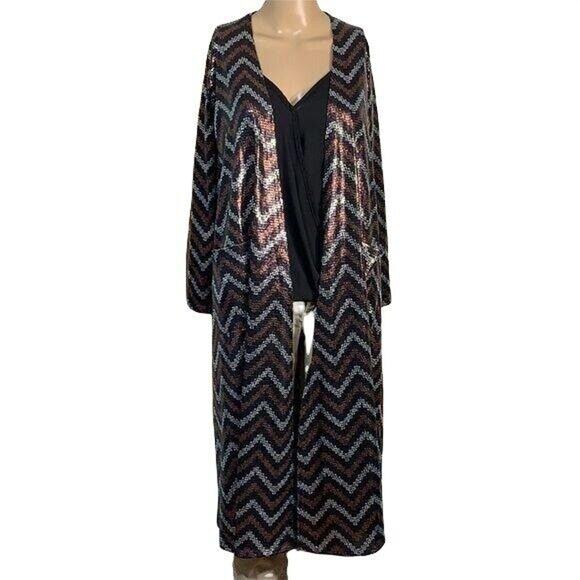 LulaRoe Womens Duster Cardigan Sarah Open Front Long Sparkling Metallic XS - Picture 1 of 10